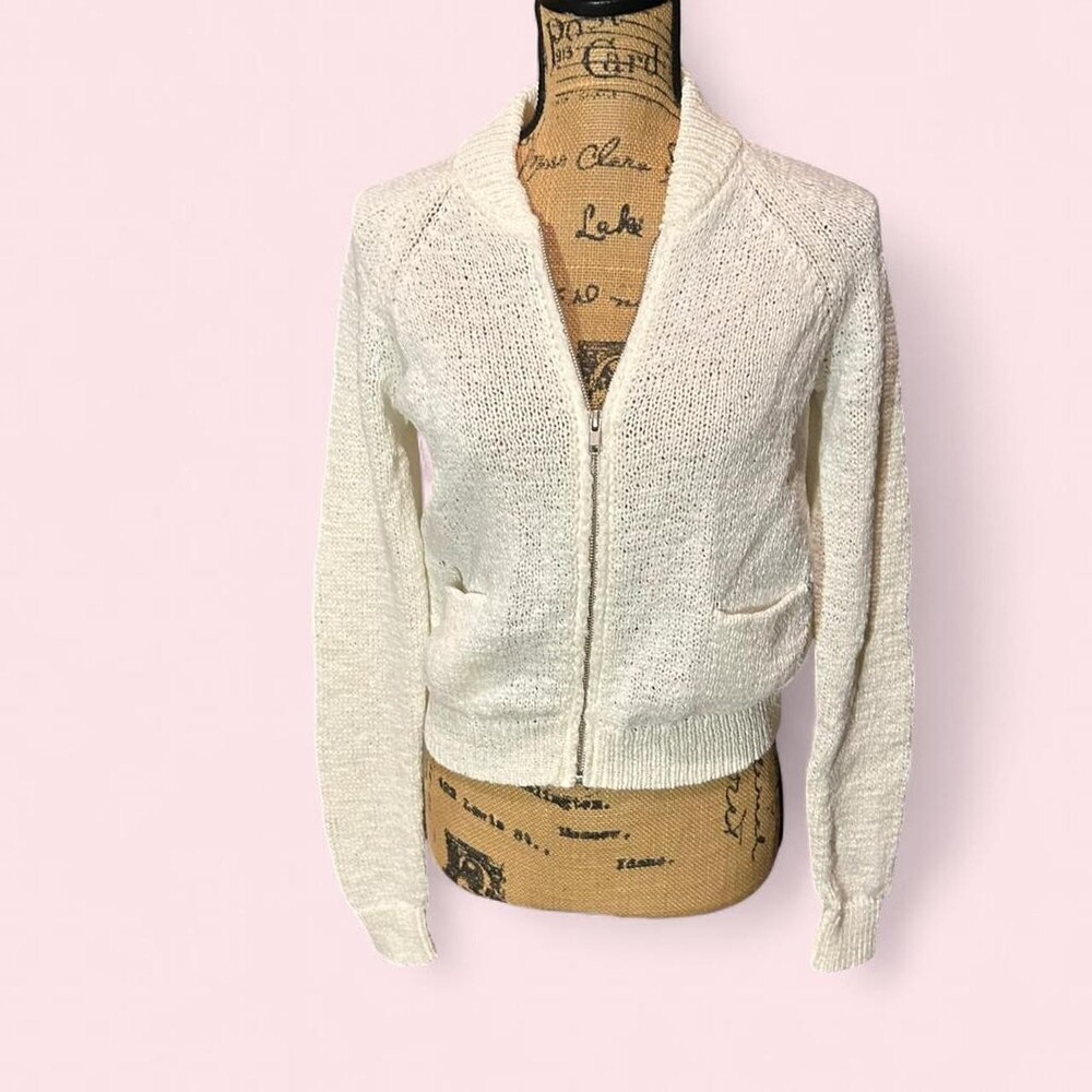 White + Warren Women's White and Cream Cardigan
